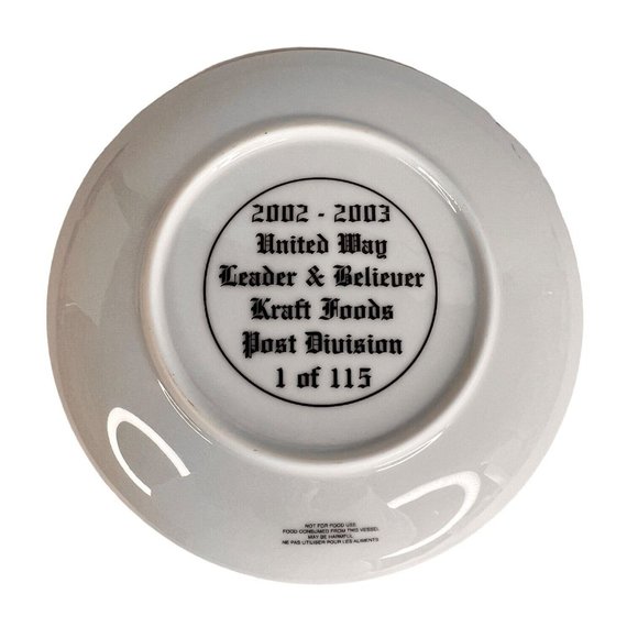Kraft Food Post Cereal Post Tens Collector Plate 2002 2003 United Way VTG Rare - Picture 3 of 3